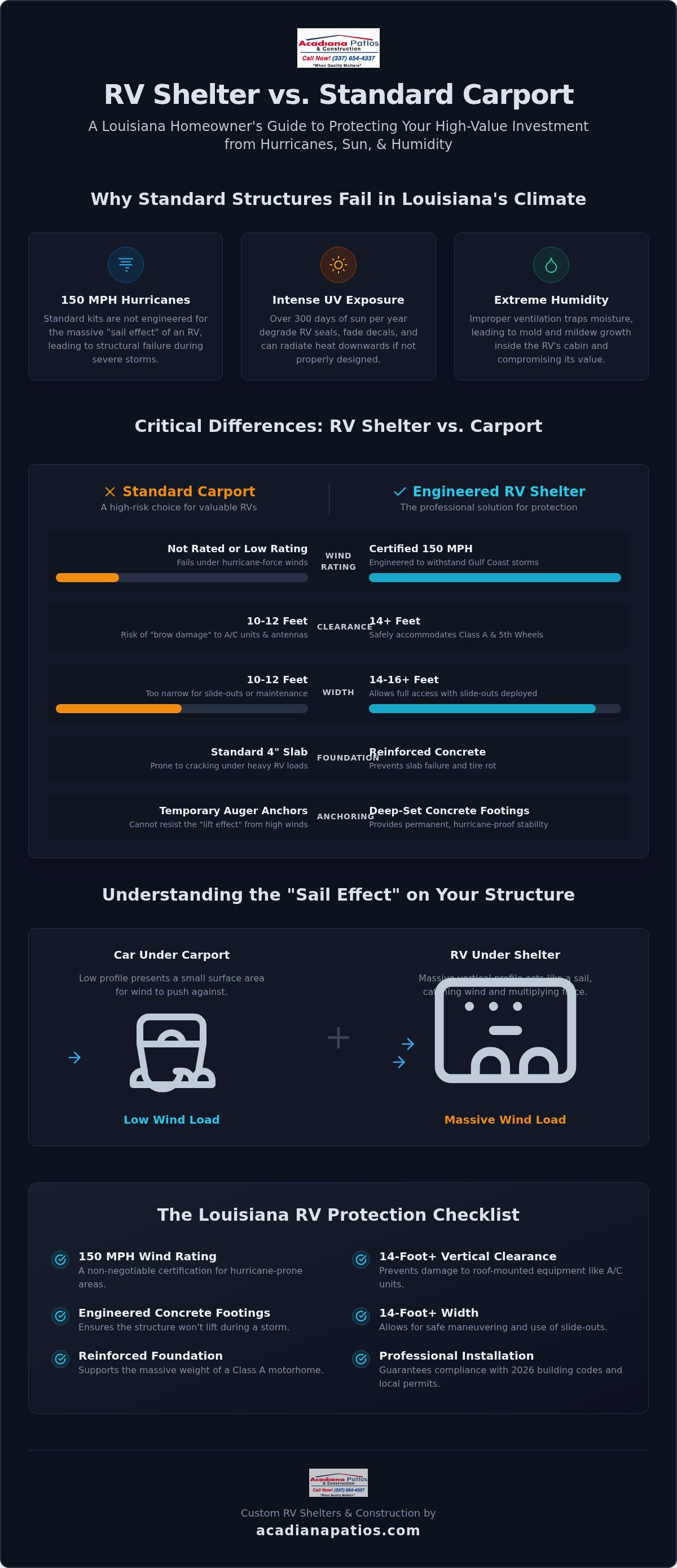 RV Shelter vs Carport in Louisiana: The 2026 Comparison Checklist