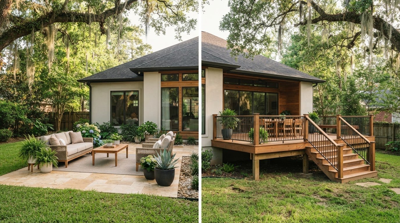 Deck vs Patio Cost in Lafayette: Compare Price and Value